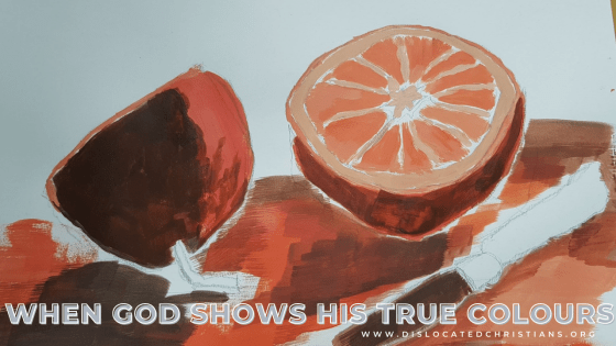 Unfinished acrylic painting of oranges: When God shows His true colours
