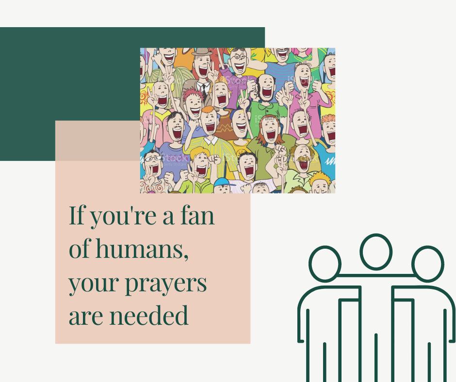 Comic strip fans and stick men supporting one another